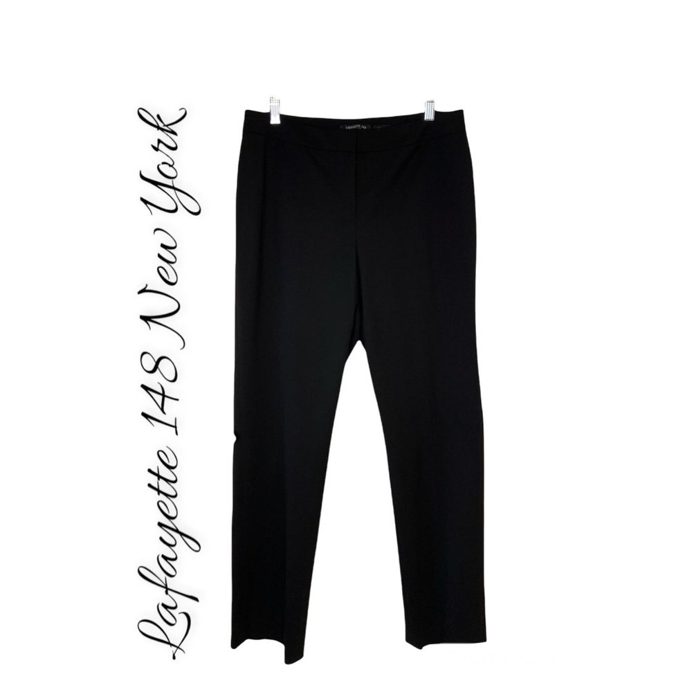 LAFAYETTE 148 Italian Stretch Wool Barrow Pant In Black Size 10